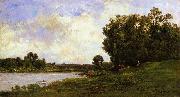 Charles-Francois Daubigny Cattle on the Bank of a River painting